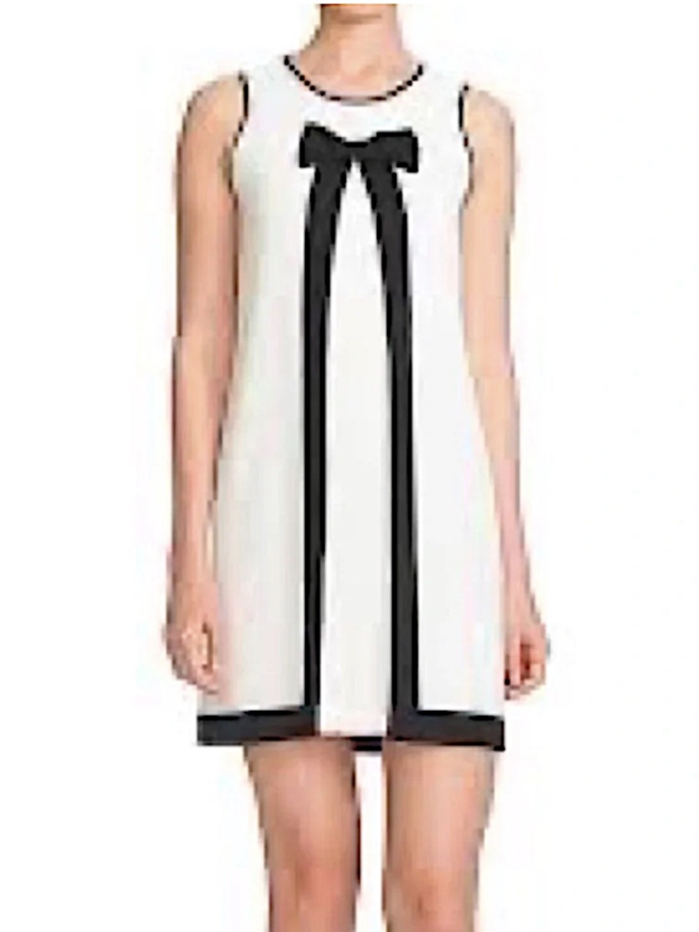 CeCe Round Neck Sleeveless Bow Front Shift Dress